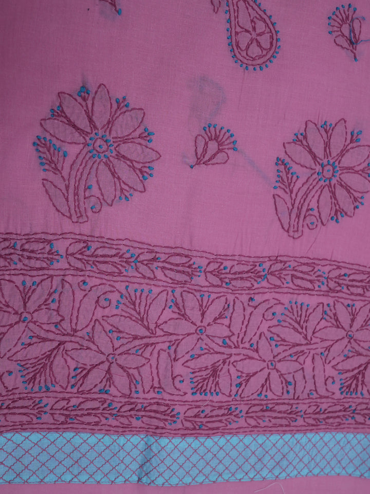 women hand embroidered chikankari cotton dressmaterial PC4120-PINK15