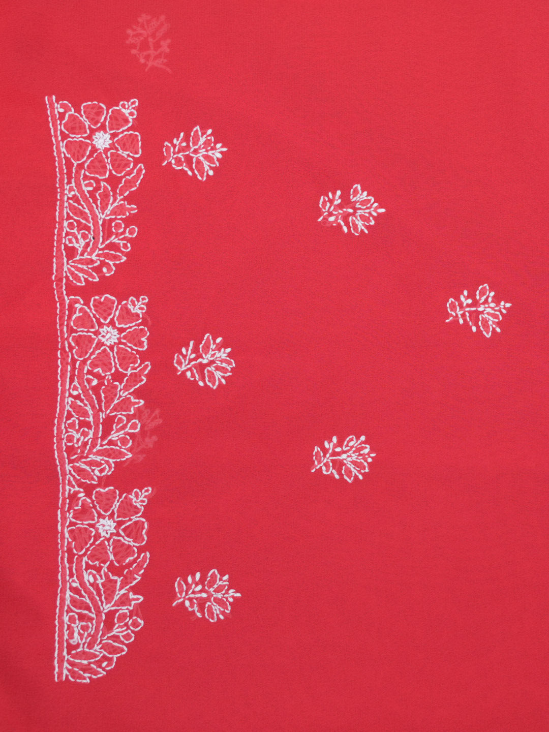 Hand Embroidered Chikankari Georgette Saree PCSAR04 Coral