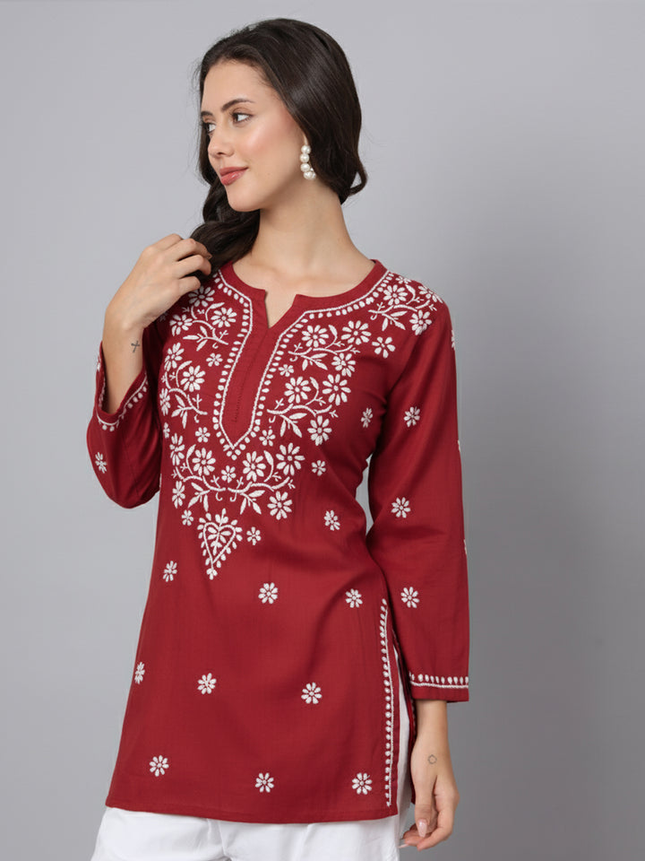 Women Hand Embroidered Chikankari Modal Kurti PC3611