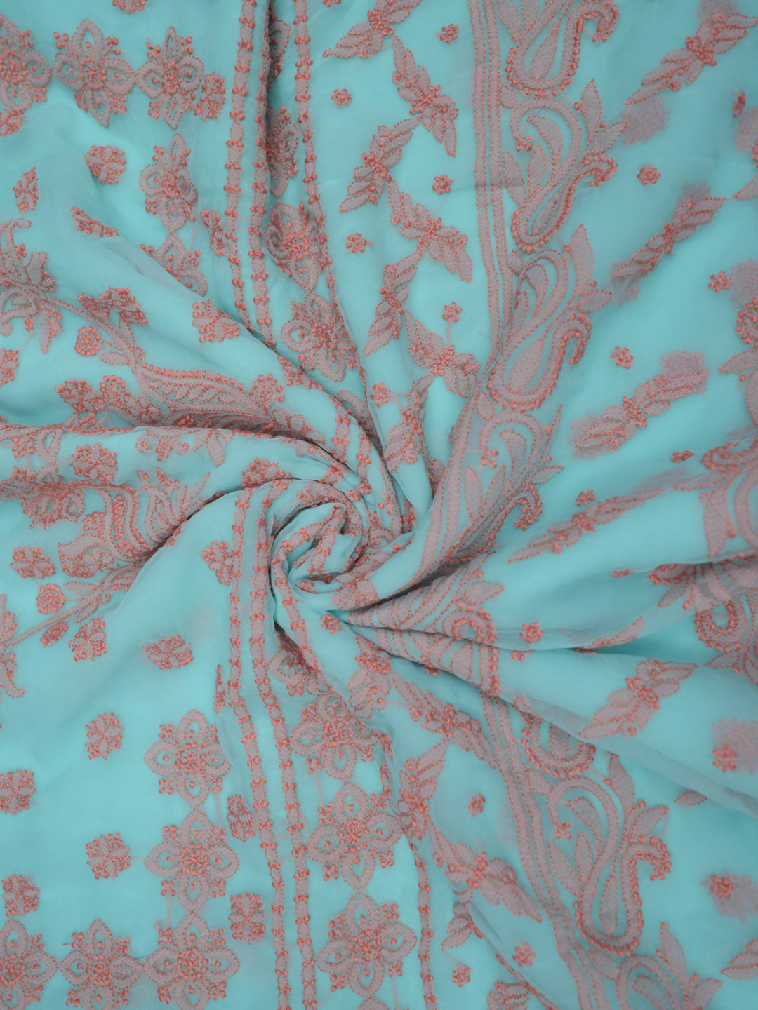 Hand Embroidered Chikankari Georgette Saree PCSAR03 Seagreen