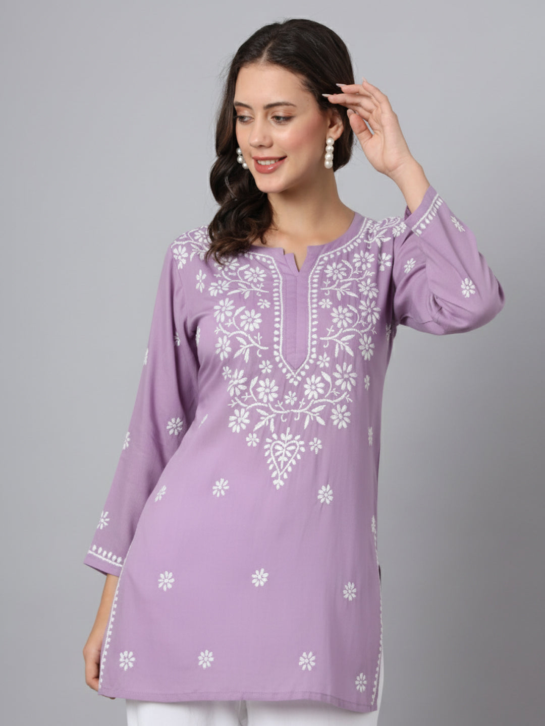 Women Hand Embroidered Chikankari Modal Kurti PC3611