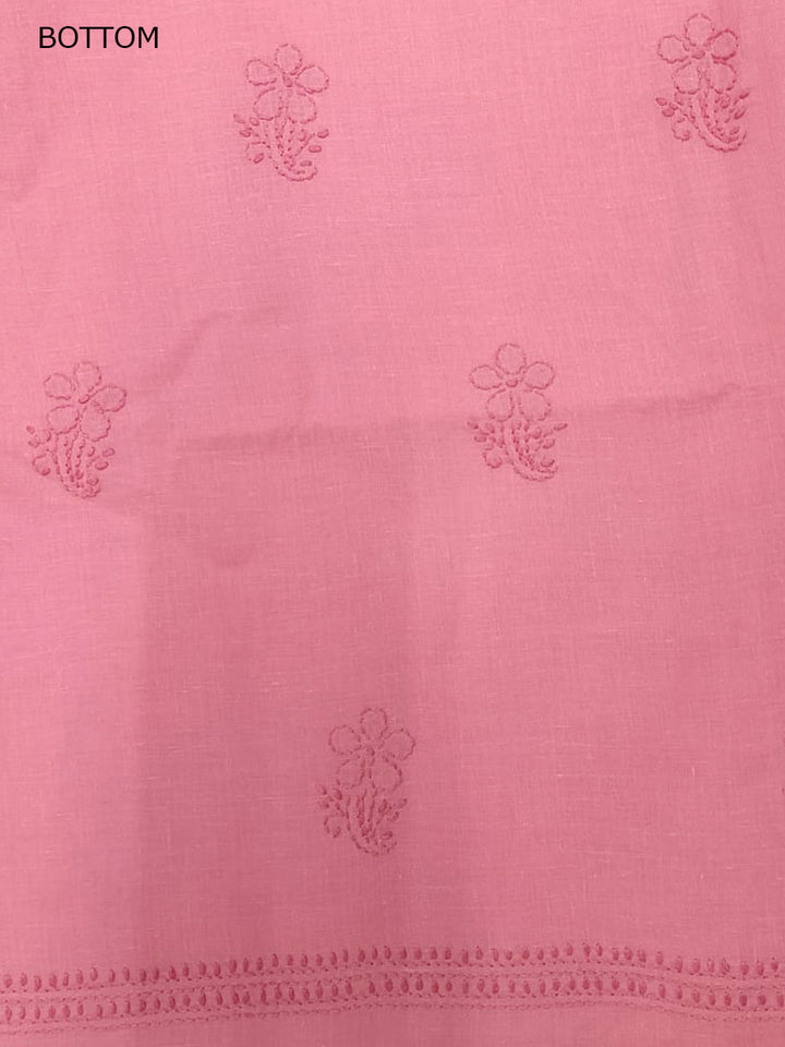 Women Hand Embroidered Chikankari Cotton DressMaterial PCSCU00406FS-DARKPEACH