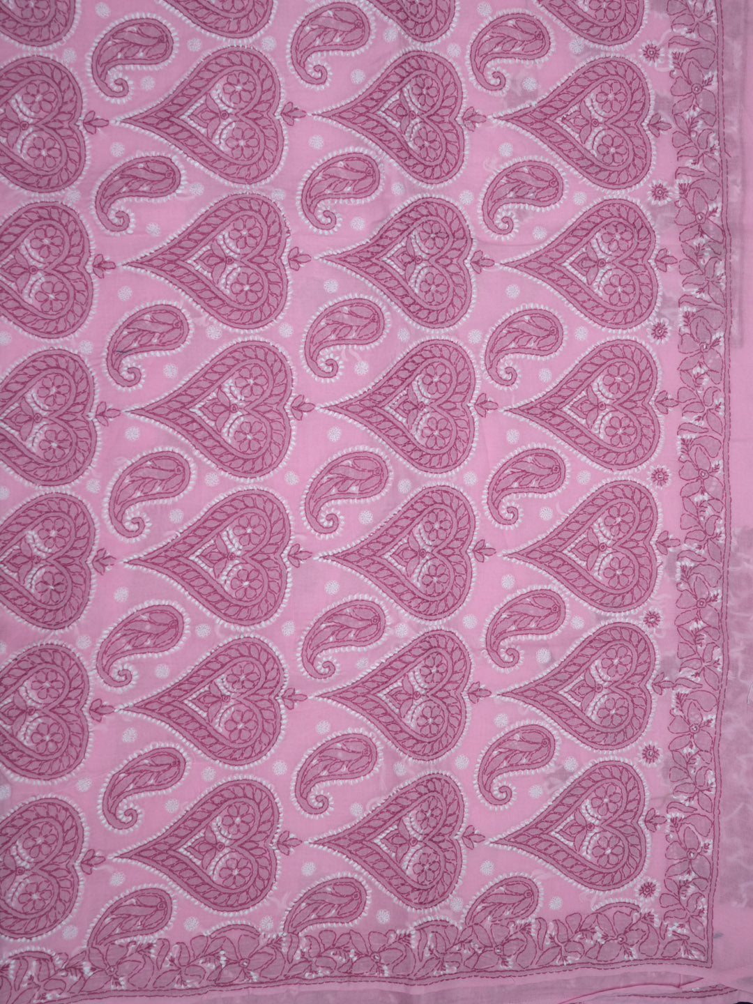 Hand Embroidered Chikankari Cotton Saree PCSAR01 Babypink