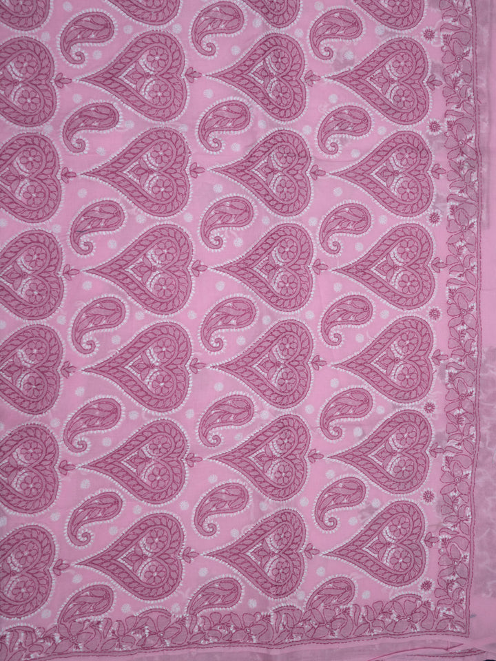 Hand Embroidered Chikankari Cotton Saree PCSAR01 Babypink