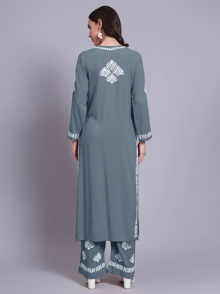 Women Hand Embroidered Chikankari Rayon kurta set PC4084KS