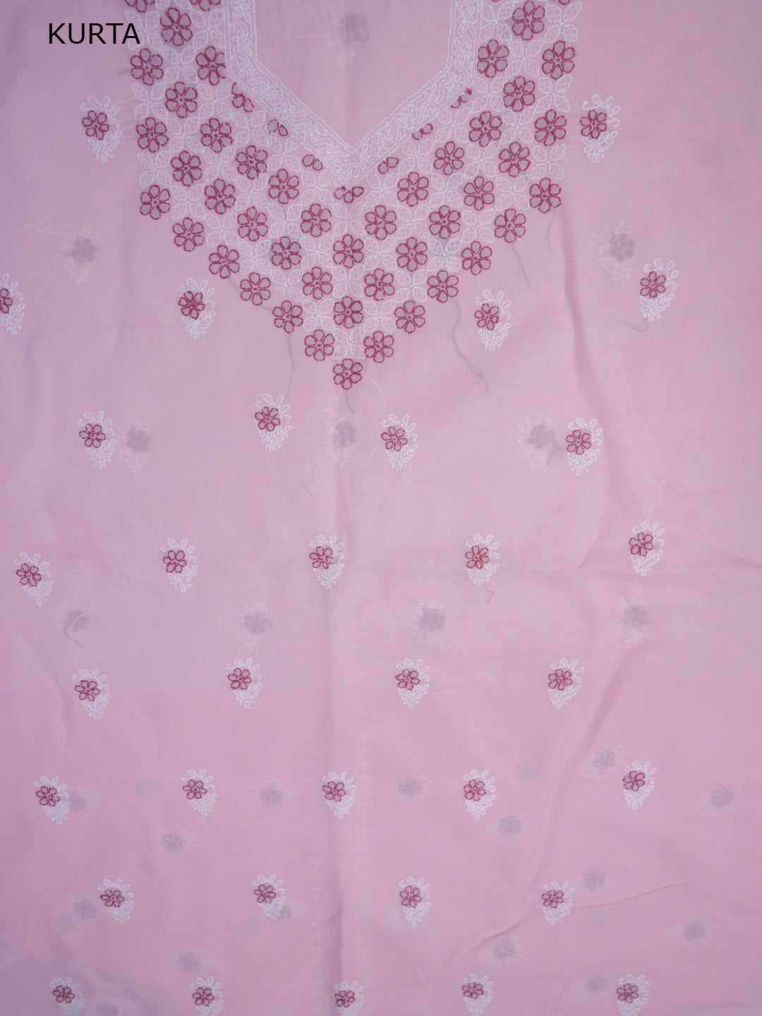 Women Hand Embroidered Chikankari Cotton Dressmaterial PCSCU00102FS-Pink