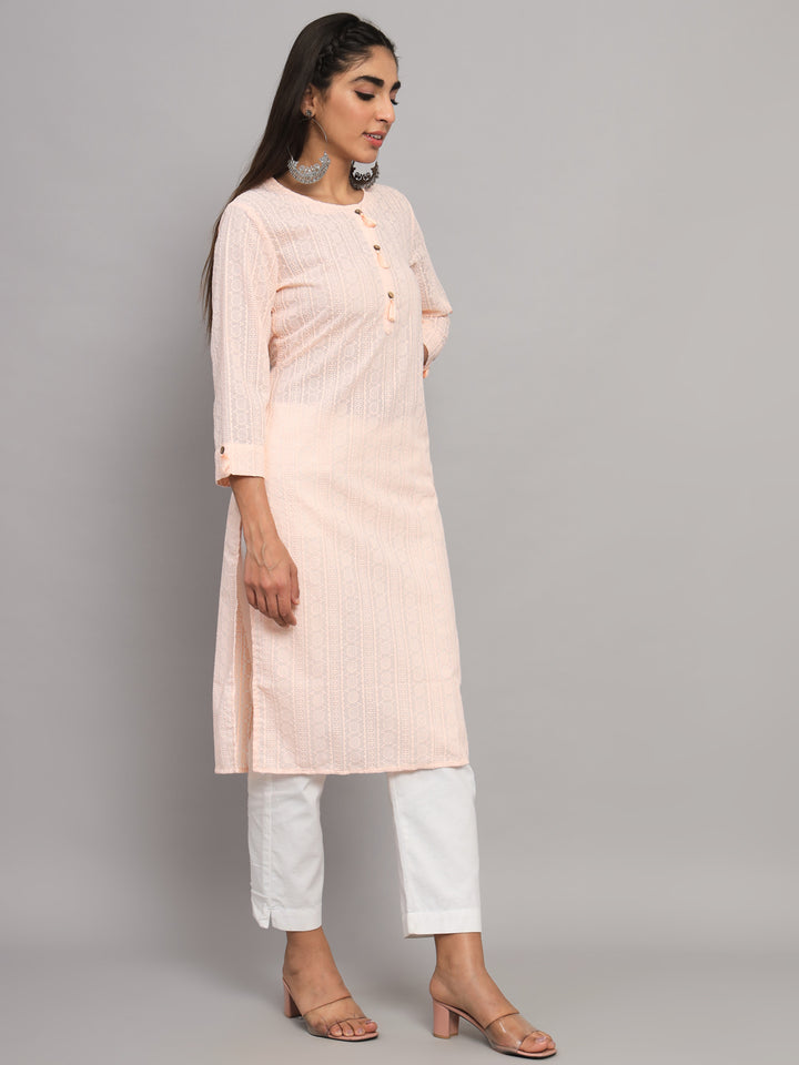 Hand Embroidered Chikankari Cotton straight Kurta-PC3454