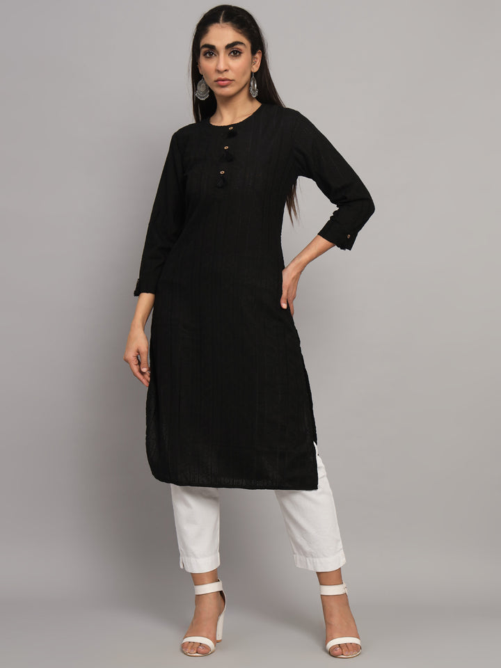 Hand Embroidered Chikankari Cotton straight Kurta-PC3454