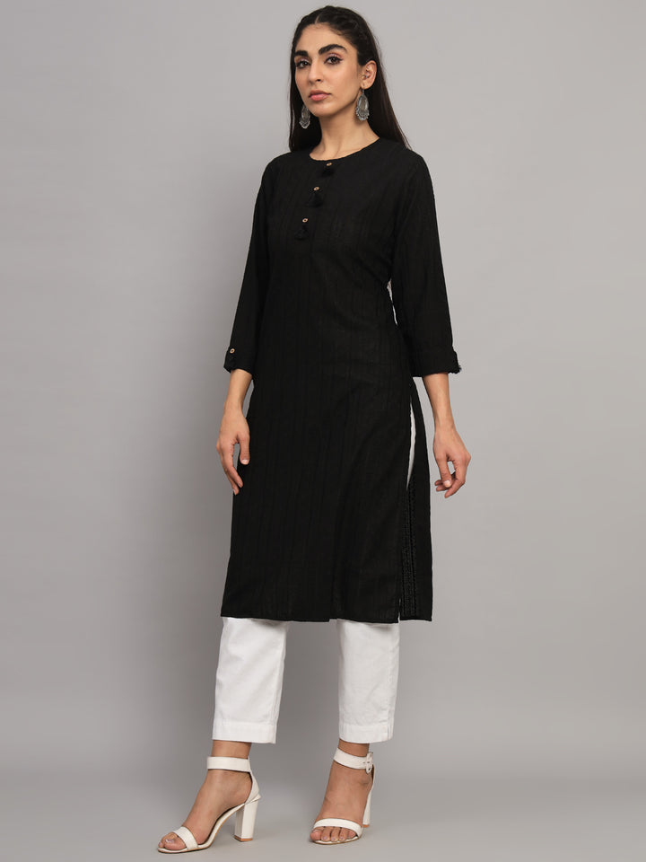 Hand Embroidered Chikankari Cotton straight Kurta-PC3454