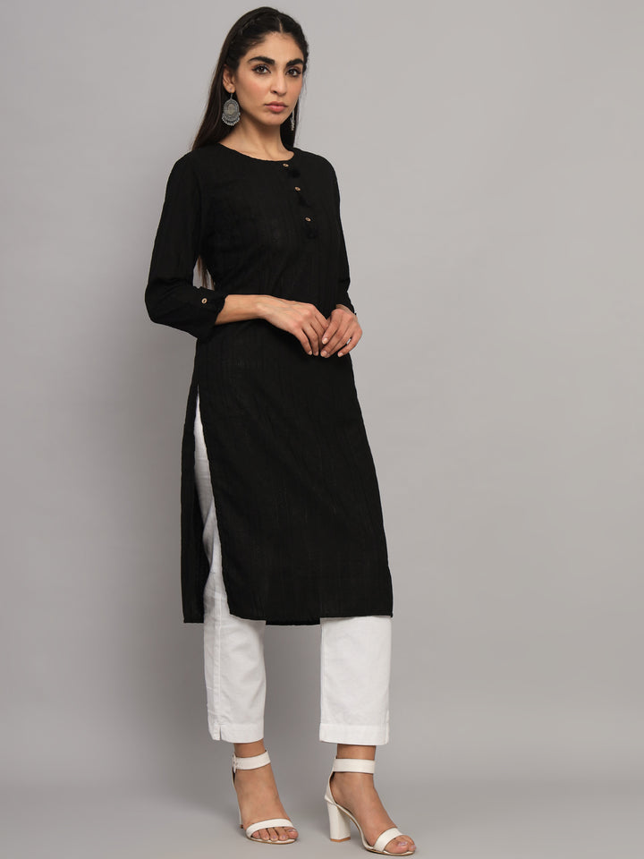 Hand Embroidered Chikankari Cotton straight Kurta-PC3454