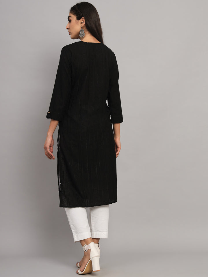 Hand Embroidered Chikankari Cotton straight Kurta-PC3454