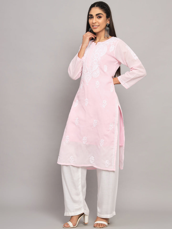 Hand Embroidered Chikankari Cotton Straight Kurta- PC3561