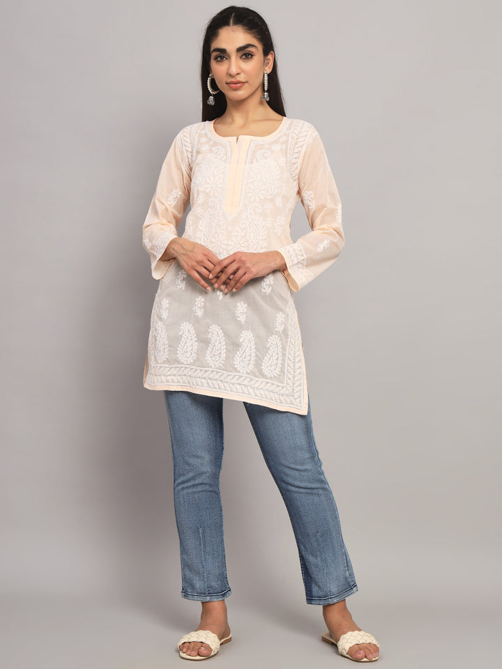 Women Hand Embroidered Chikankari Cotton Kurti PC3595