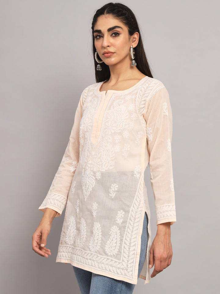 Women Hand Embroidered Chikankari Cotton Kurti PC3595