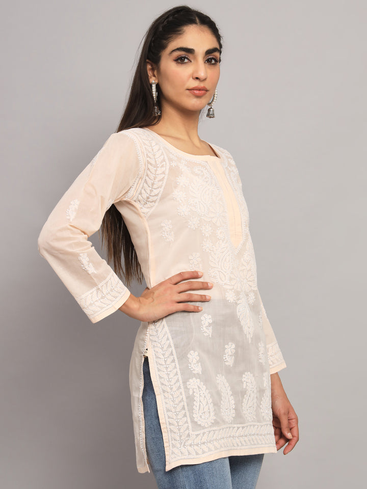 Women Hand Embroidered Chikankari Cotton Kurti PC3595