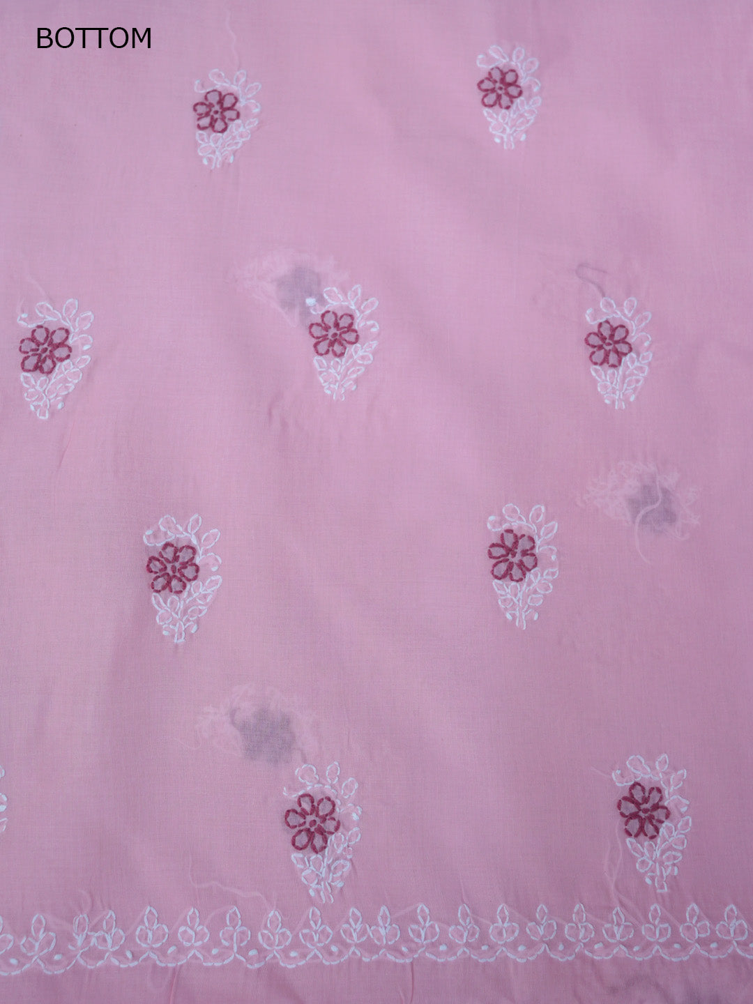 Women Hand Embroidered Chikankari Cotton Dressmaterial PCSCU00102FS-Pink