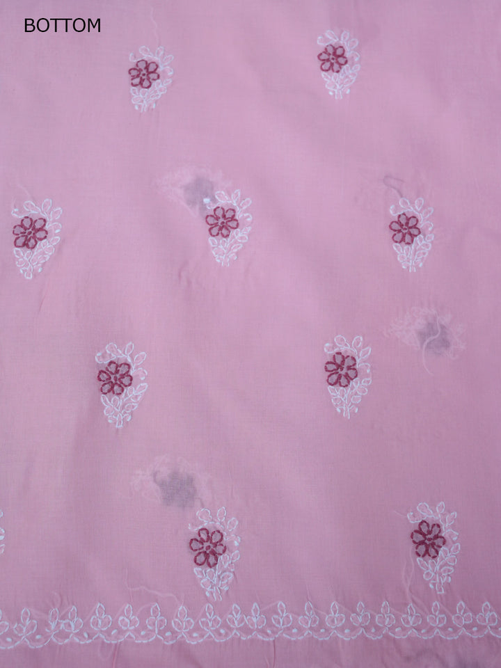 Women Hand Embroidered Chikankari Cotton Dressmaterial PCSCU00102FS-Pink
