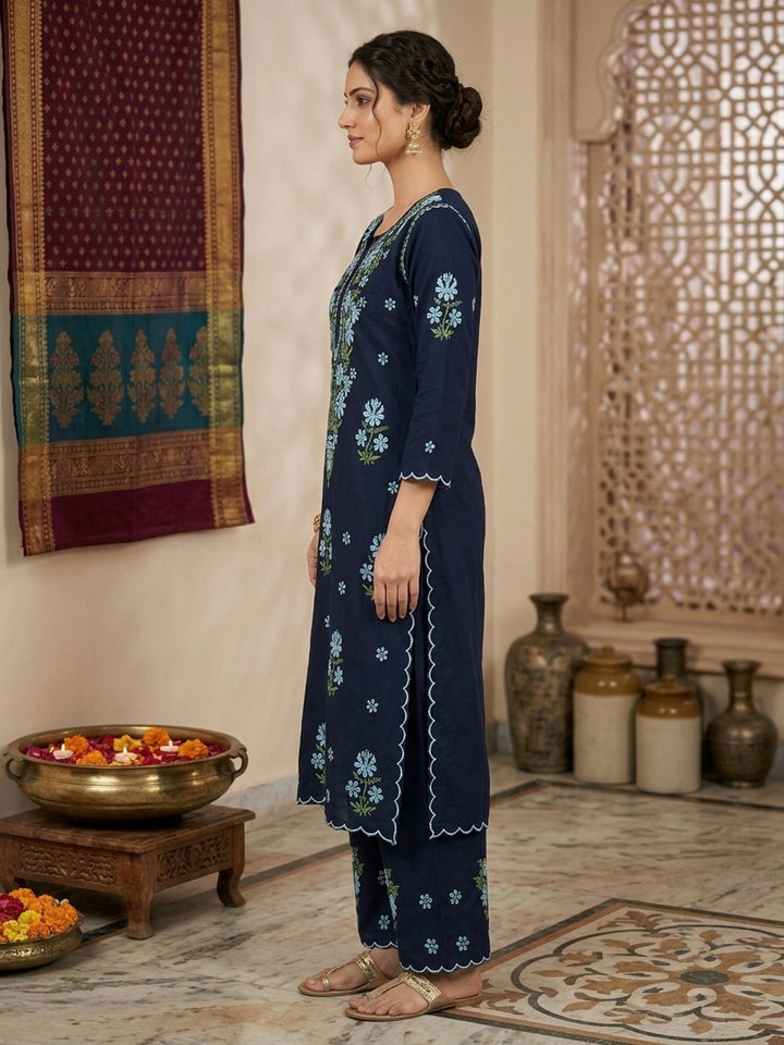 Women Hand Embroidered Chikankari Rayon Kurta Set With Cut Work PC4132KS Seagreen