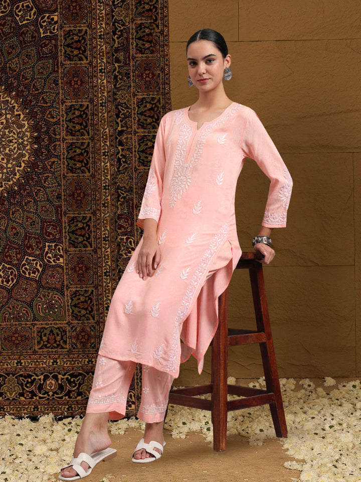 Women Hand Embroidered Chikankari Rayon kurta set PC4076KS