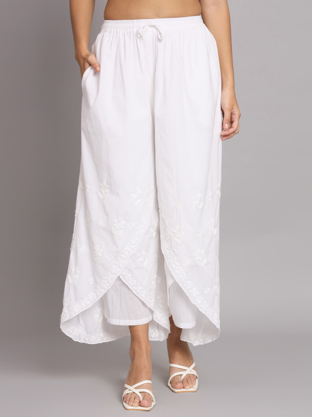 White Womens Palazzo Cotton Trouser Pants, Indian Chikankari Cotton Pant,  Sharara, Skirt Style Boho Hippie Retro - Etsy | Women trousers design,  Womens pants design, Stylish dress designs