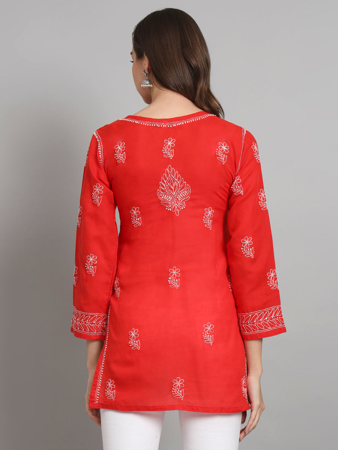 Women Hand Embroidered Chikankari Cotton Kurti PC3595