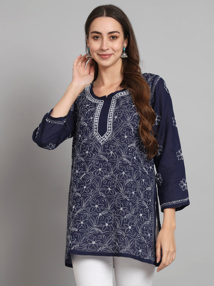 Women Hand Embroidered Chikankari Cotton Kurti PC3591