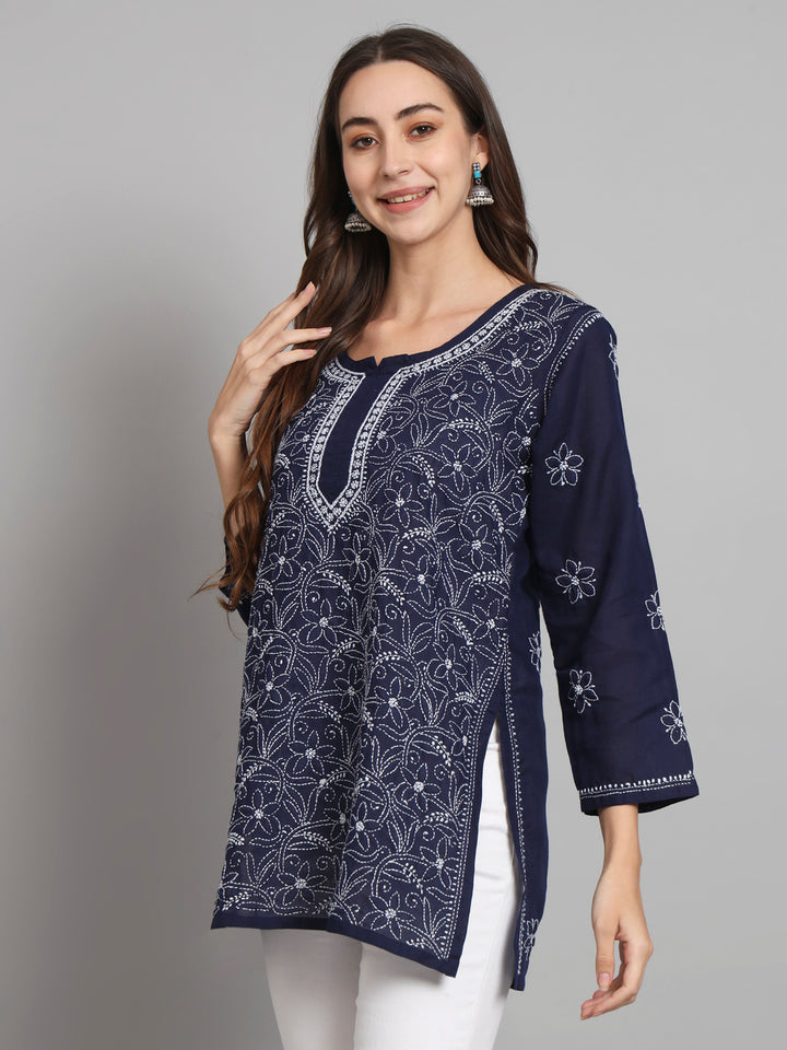 Women Hand Embroidered Chikankari Cotton Kurti PC3591