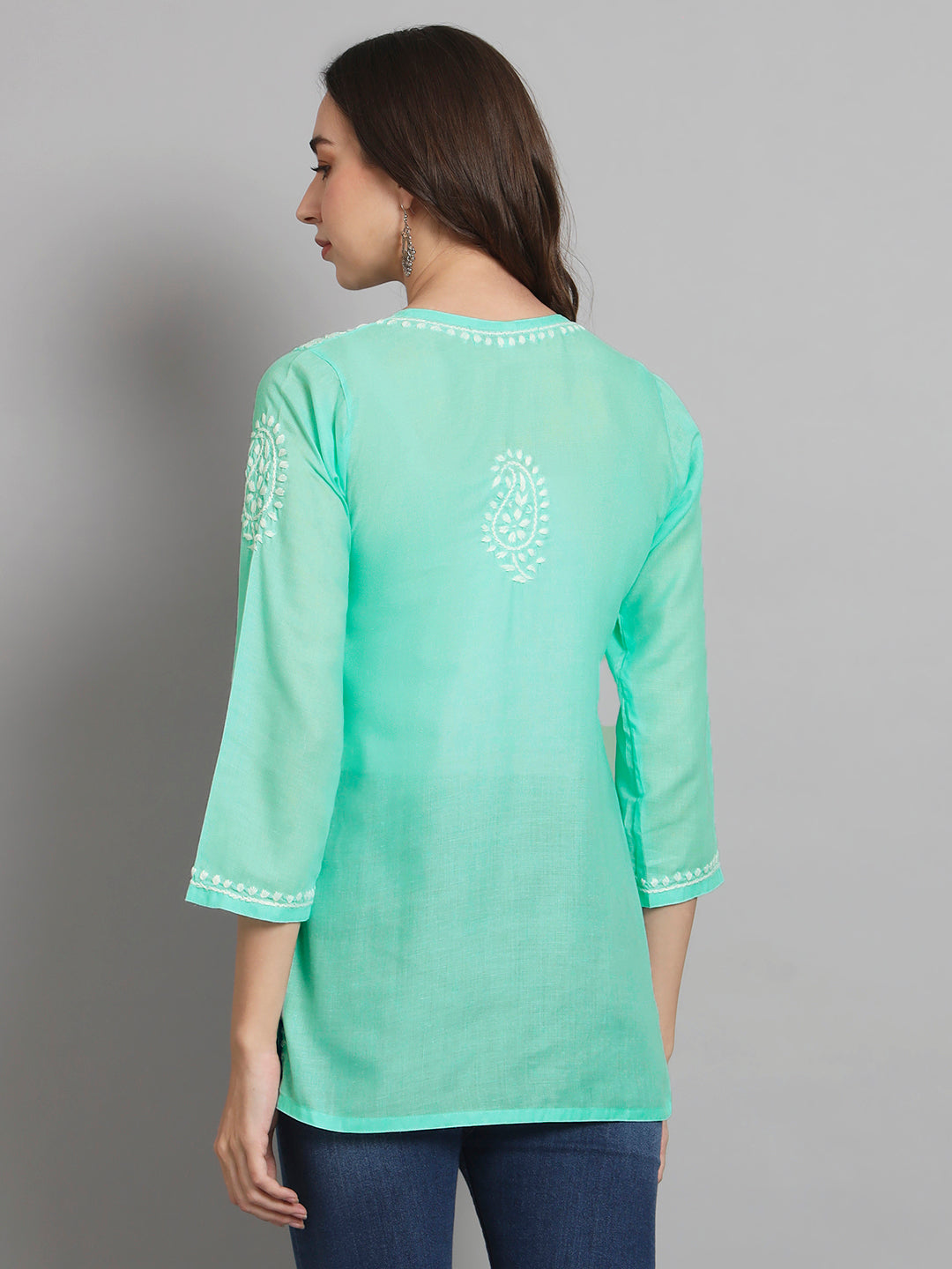 Women Hand Embroidered Chikankari Cotton Kurti PC3828