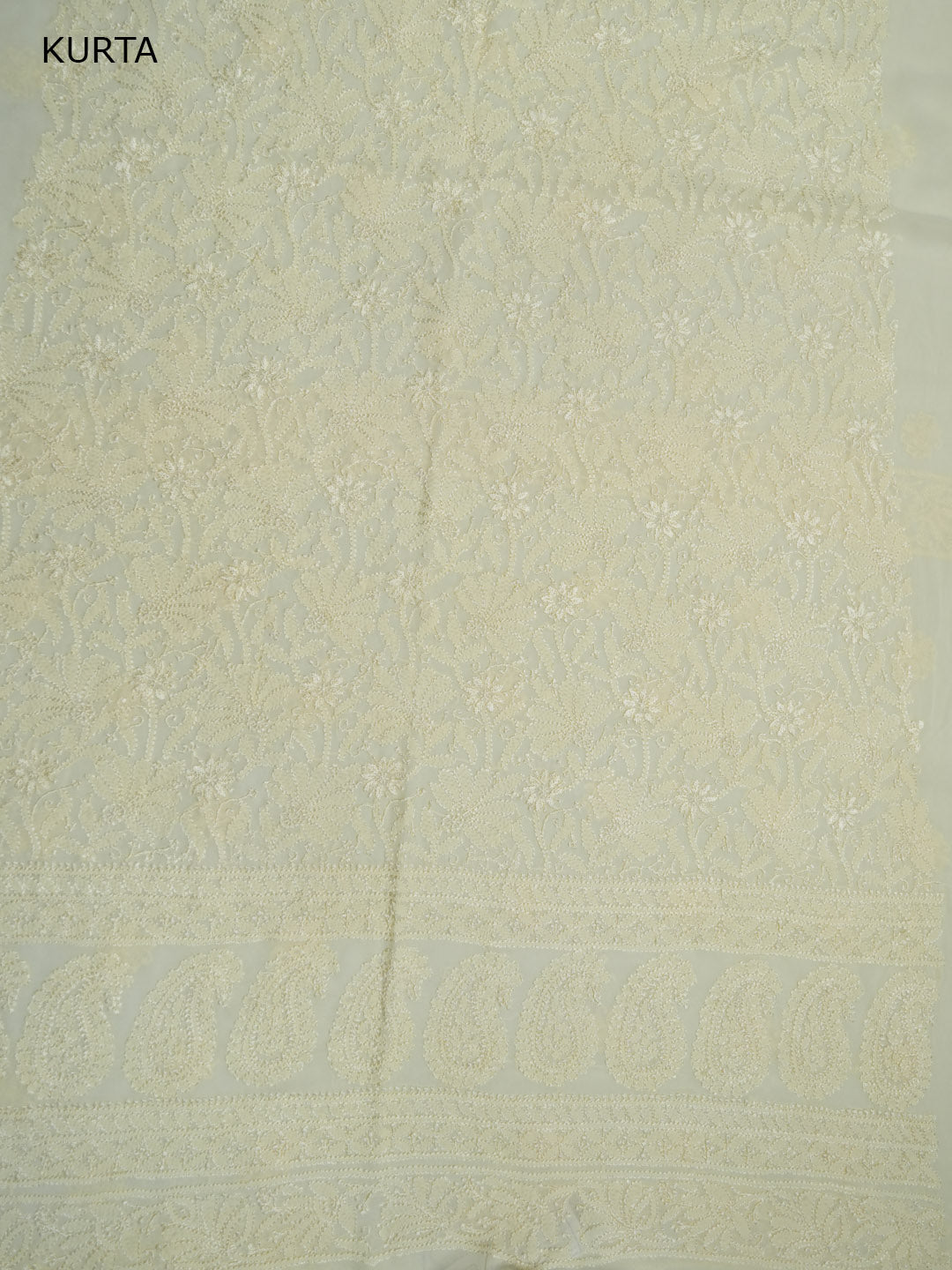 Women Hand Embroidered Chikankari Viscose Georgette Kurta Fabric PC4122-LEMON