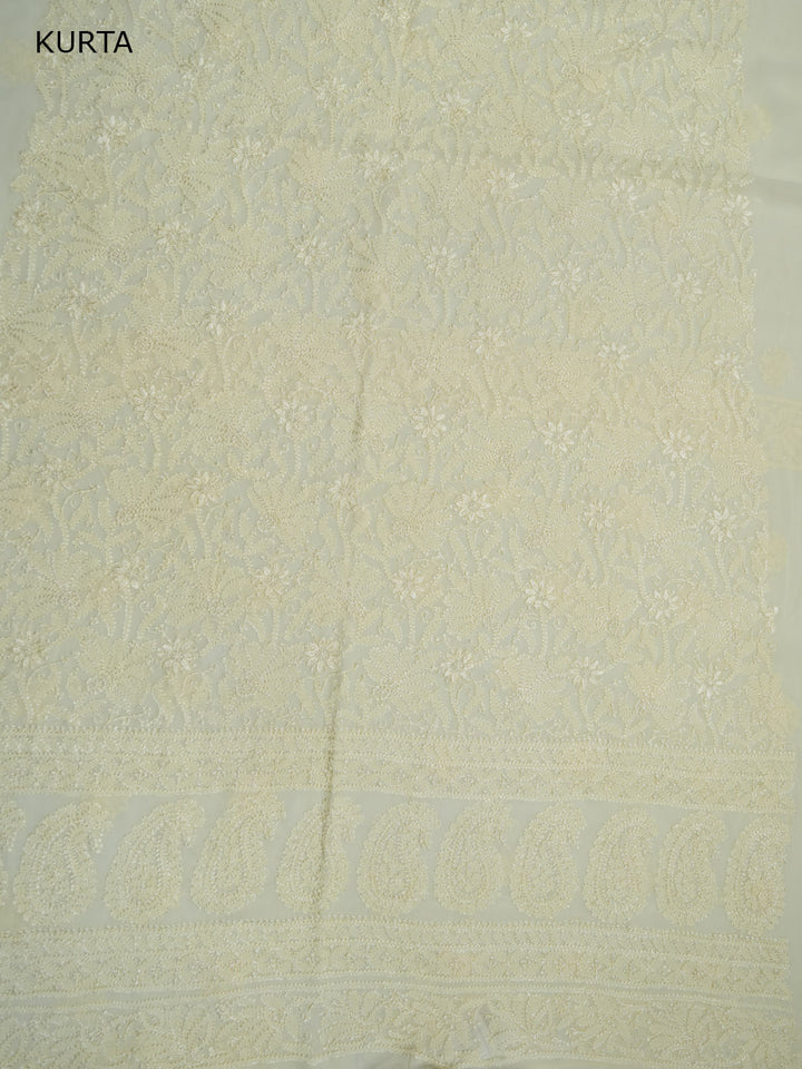 Women Hand Embroidered Chikankari Viscose Georgette Kurta Fabric PC4122-LEMON