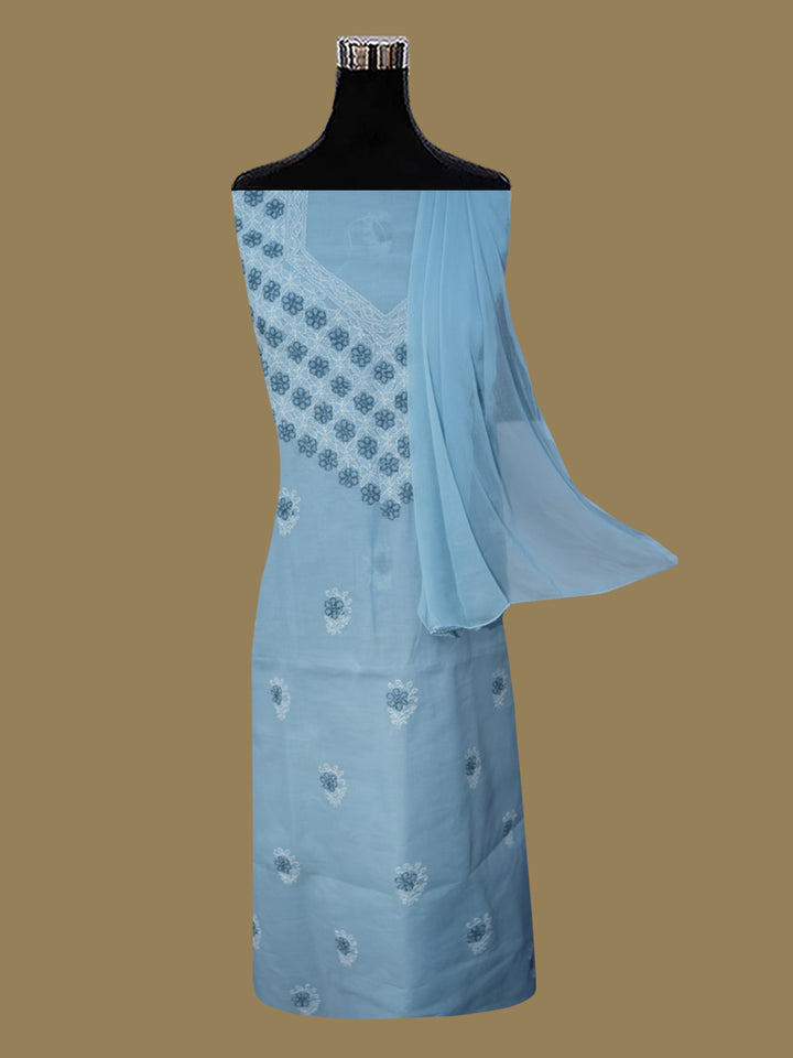 Women Hand Embroidered Chikankari Cotton Dressmaterial PCSCU00102FS-GREY
