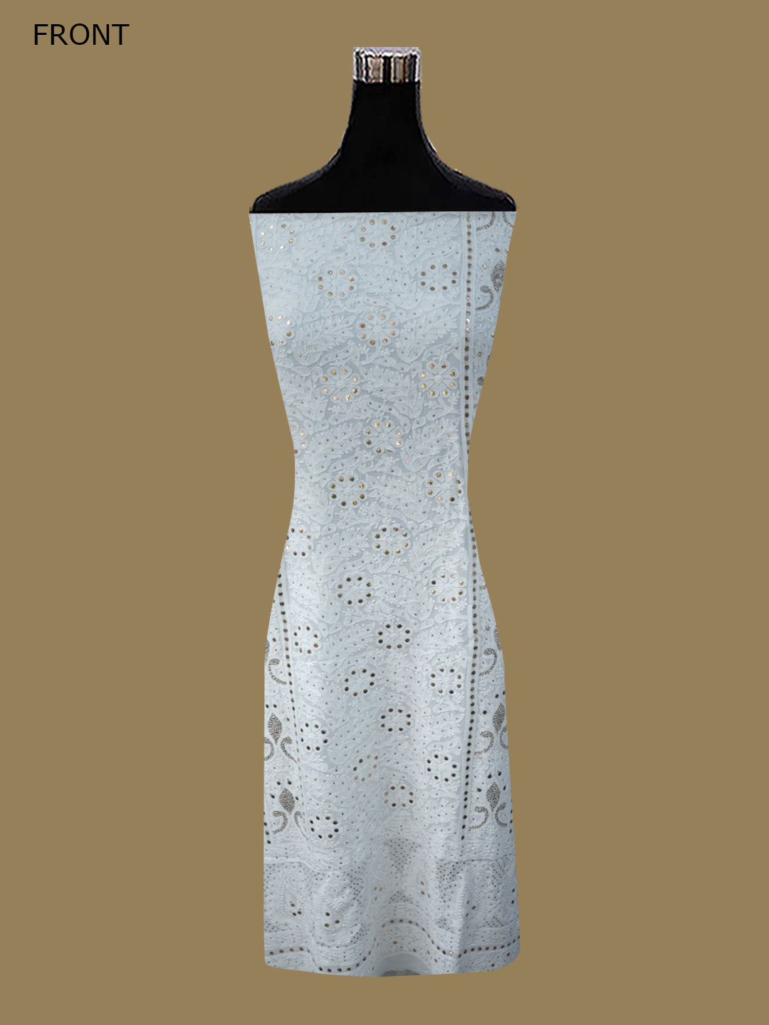 Women Hand Embroidered Chikankari Viscose Georgette Dressmaterial PC4124-WHITE1