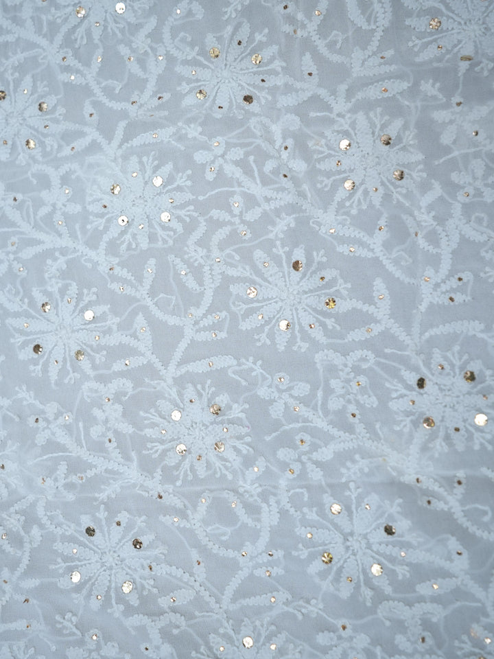 Women Hand Embroidered Chikankari Viscose Georgette Dressmaterial PC4124-WHITE3