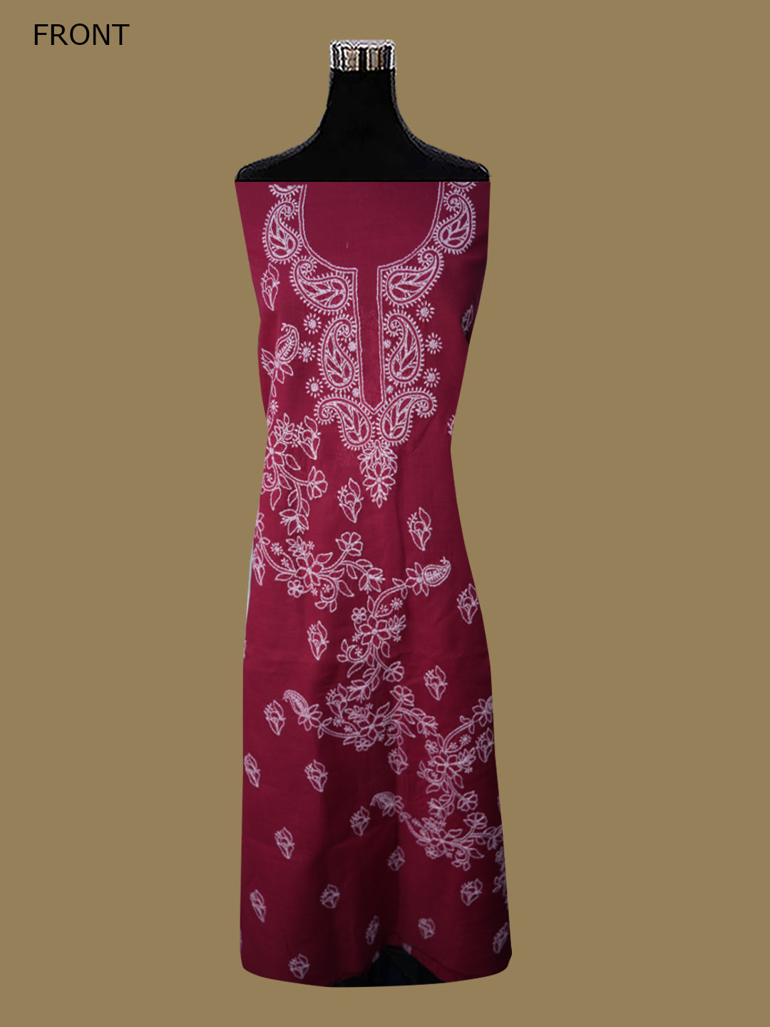 Women Hand Embroidered Chikankari Cotton Dressmaterial PCSCU00104FS-MAROON