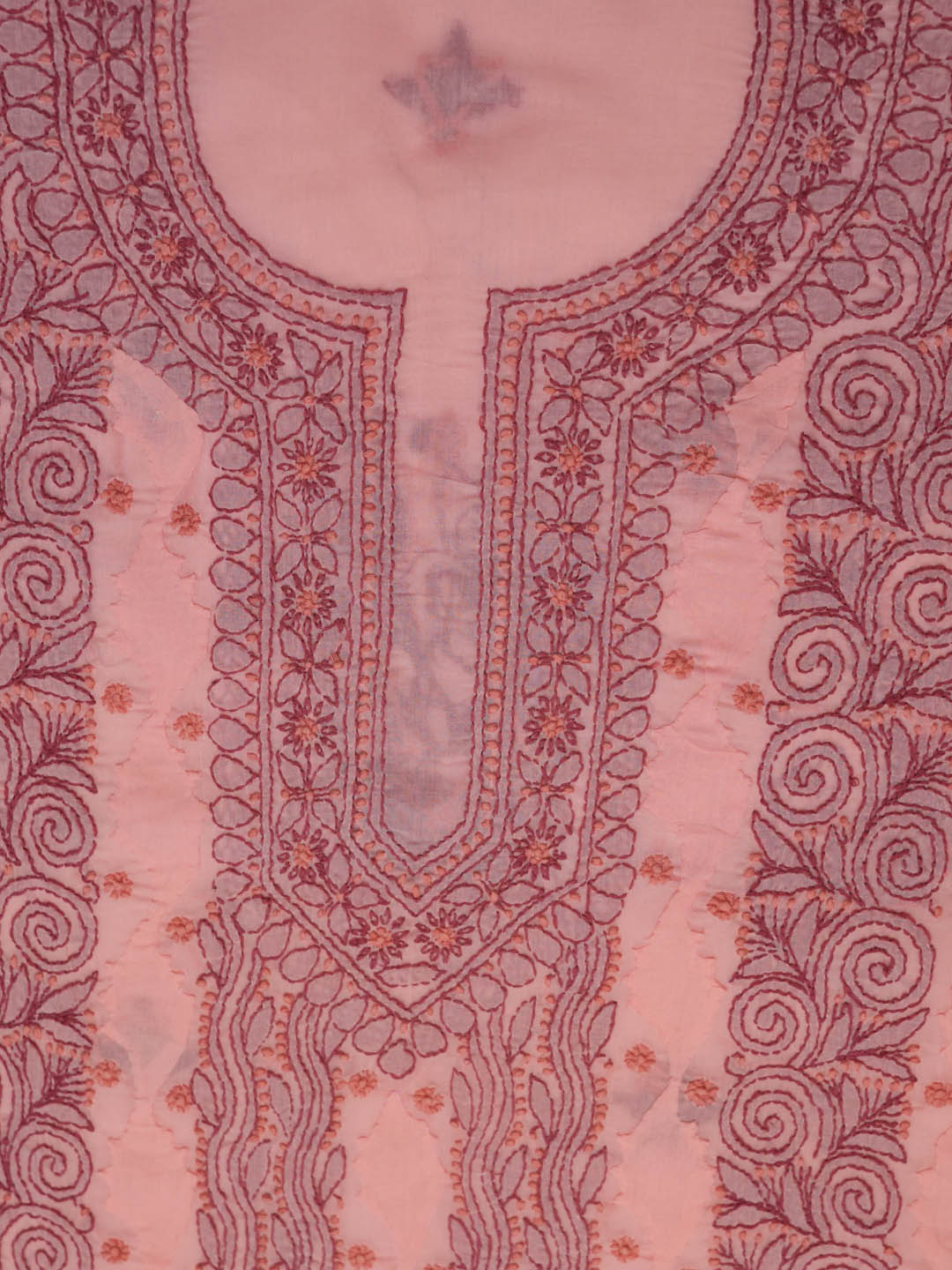 Women Hand Embroidered Chikankari Cotton Dressmaterial PC4120-DUSTYROSE