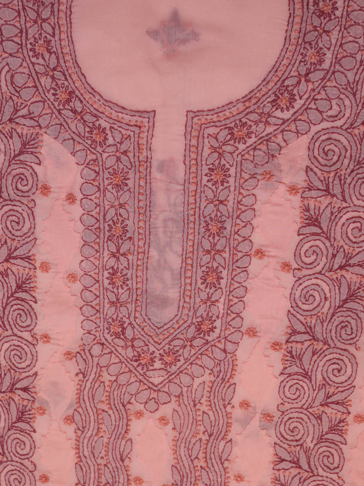 Women Hand Embroidered Chikankari Cotton Dressmaterial PC4120-DUSTYROSE