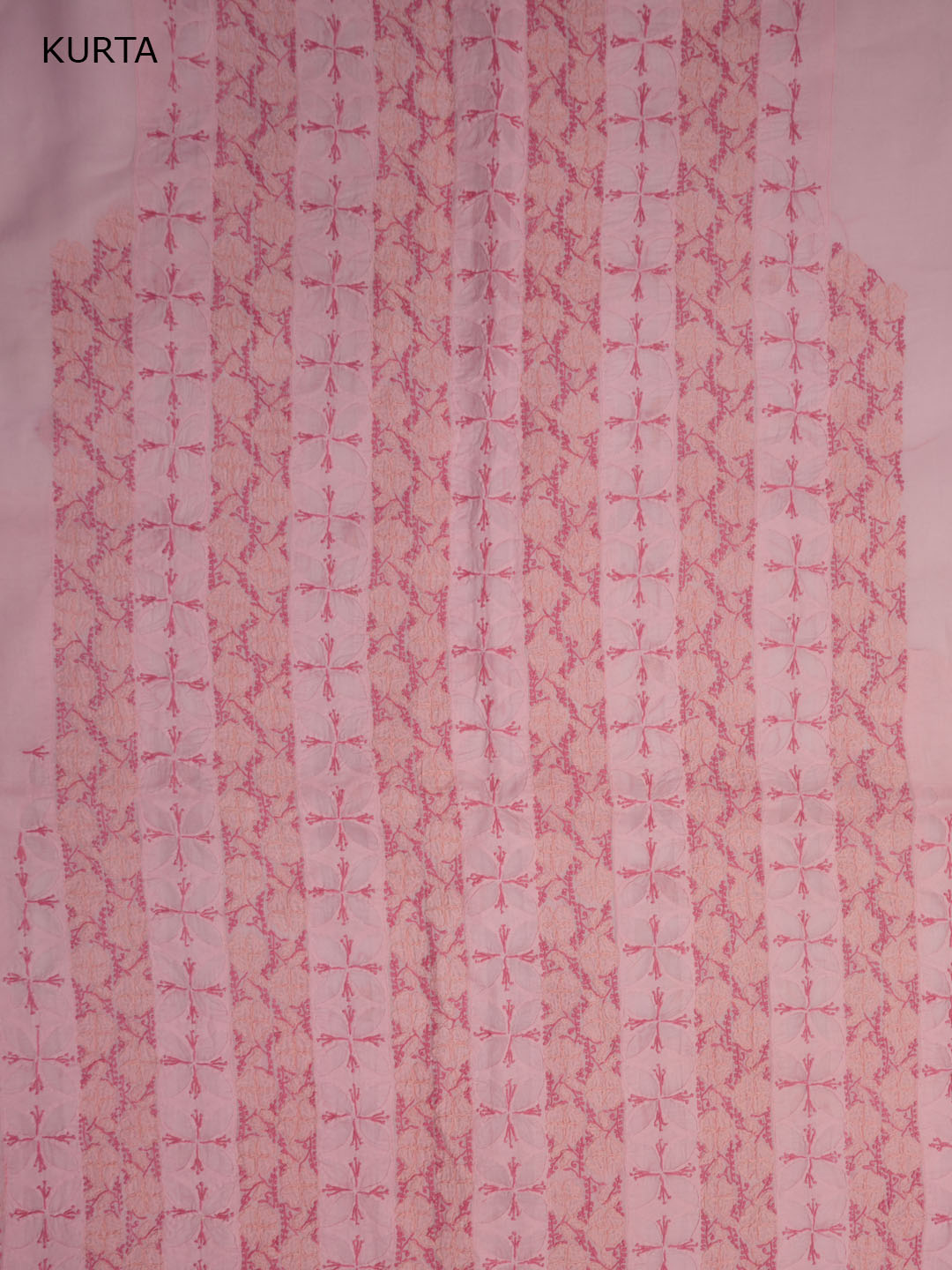 Women Hand Embroidered Chikankari Cotton Dressmaterial PC4120-CORALPINK