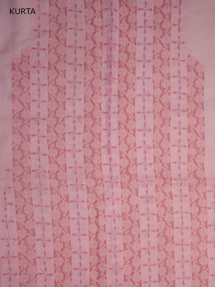 Women Hand Embroidered Chikankari Cotton Dressmaterial PC4120-CORALPINK