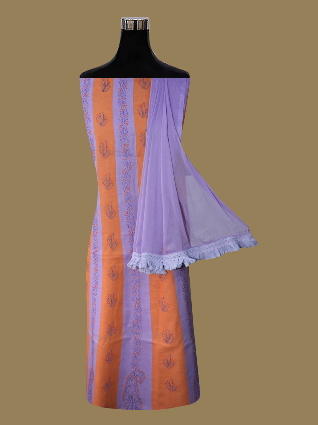 women hand embroidered chikankari cotton dressmaterial PC4120-MAUVE1