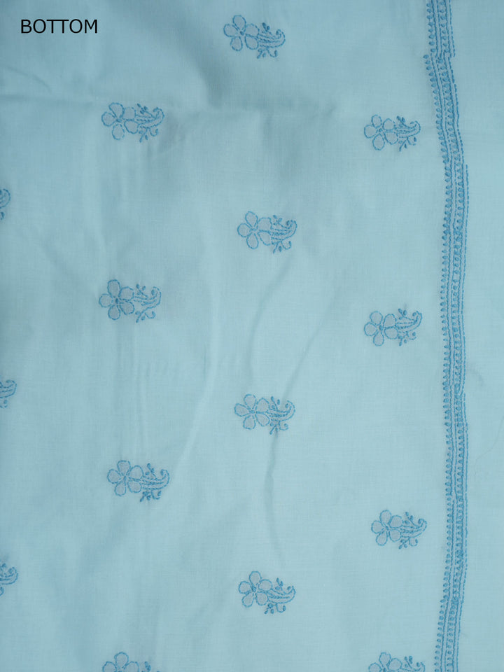 Women Hand Embroidered Cotton Chikankari Dress MaterialPCSCU00406FS-OCEANBLUE