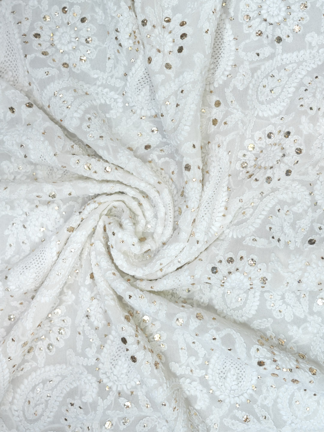 Women Hand Embroidered Chikankari Viscose Georgette Dressmaterial PC4124-WHITE6