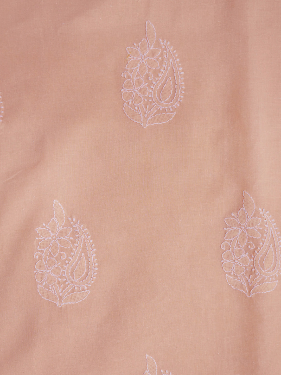 Women Hand Embroidered Chikankari Cotton DressMaterial PCSCU00104FS-PEACH