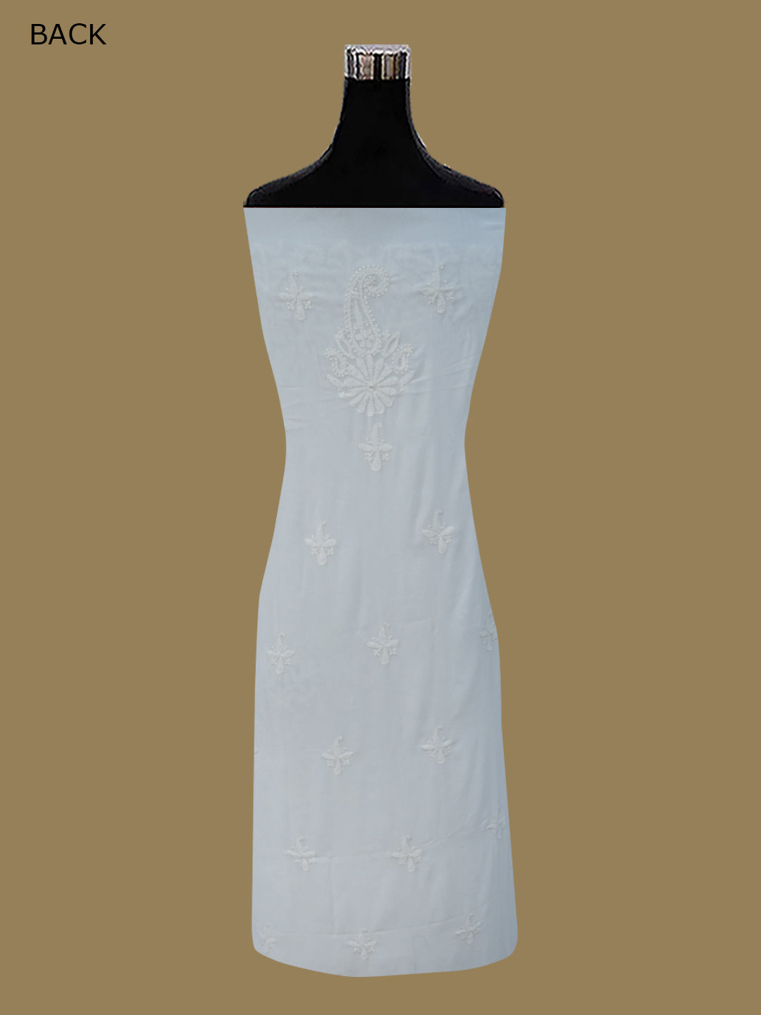 Women Hand Embroidered Chikankari Viscose Georgette Dressmaterial PC4123-WHITE4