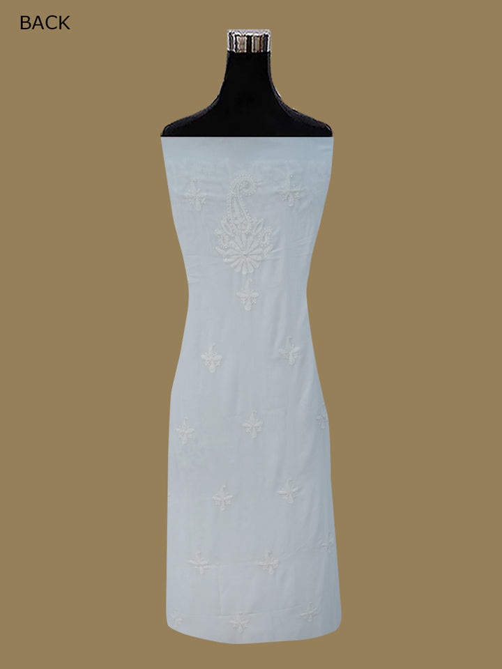 Women Hand Embroidered Chikankari Viscose Georgette Dressmaterial PC4123-WHITE4