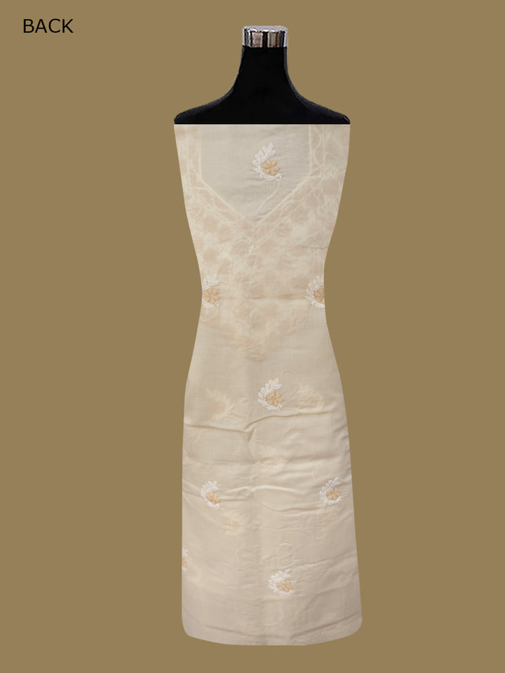 Women Hand Embroidered Chikankari Cotton Dressmaterial PCSCU00102FS-CREAME