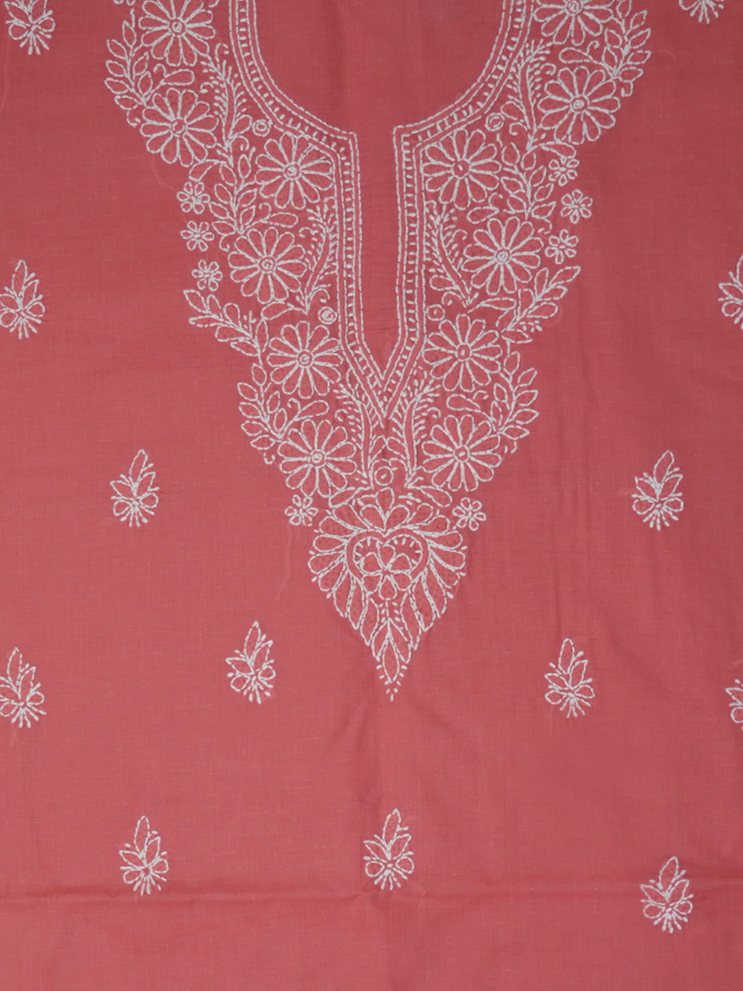 Women Hand Embroidered Cotton Chikankari Dress Material PCSCU00104FS Carrotpink