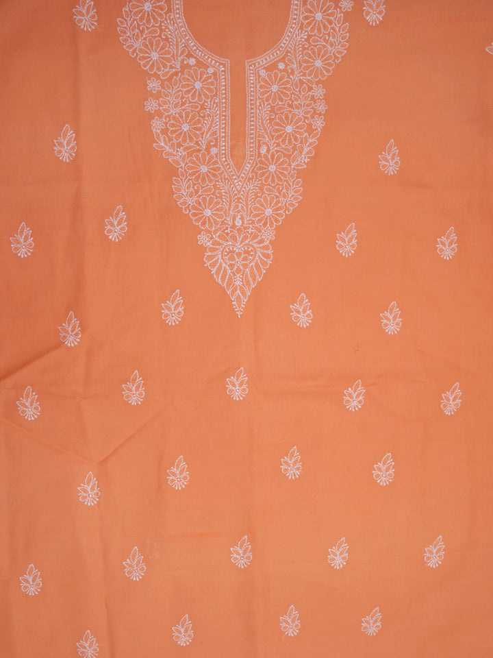 Women Hand Embroidered Cotton Chikankari Dress Material PCSCU00104FS Orange