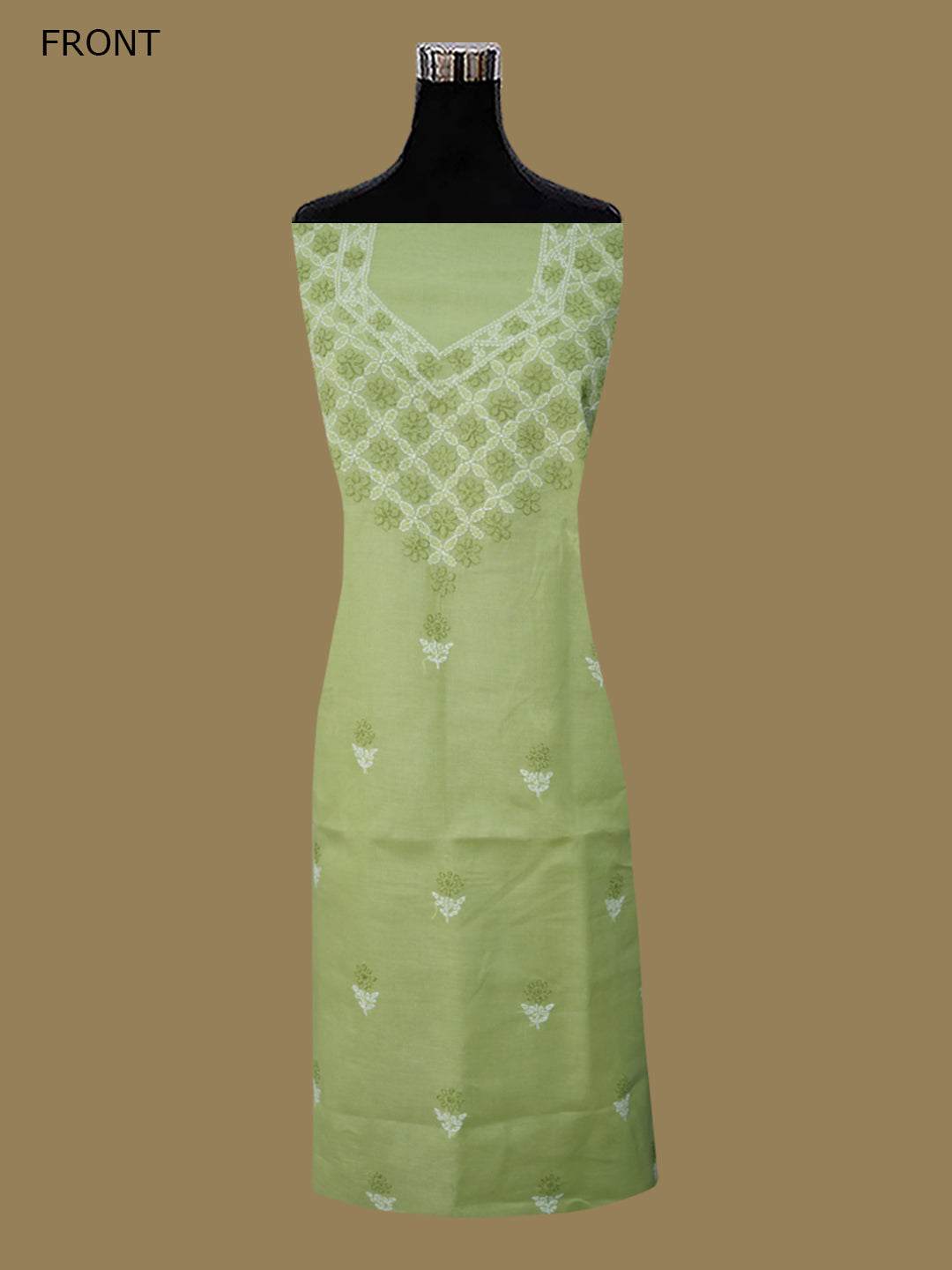 Women Hand Embroidered Chikankari Cotton Dressmaterial PCSCU00102FS-GREEN