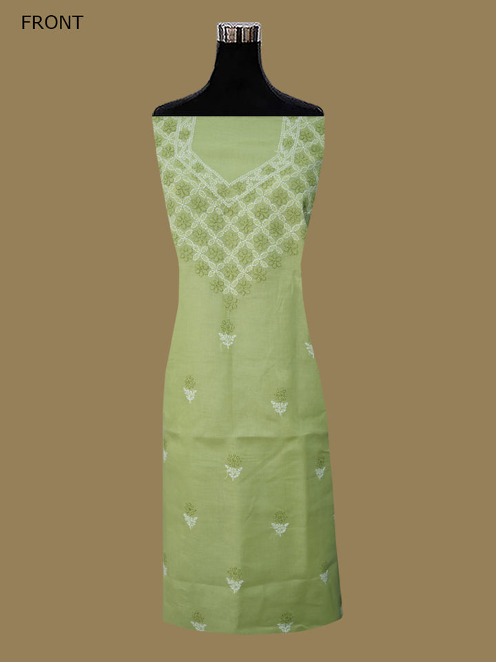 Women Hand Embroidered Chikankari Cotton Dressmaterial PCSCU00102FS-GREEN