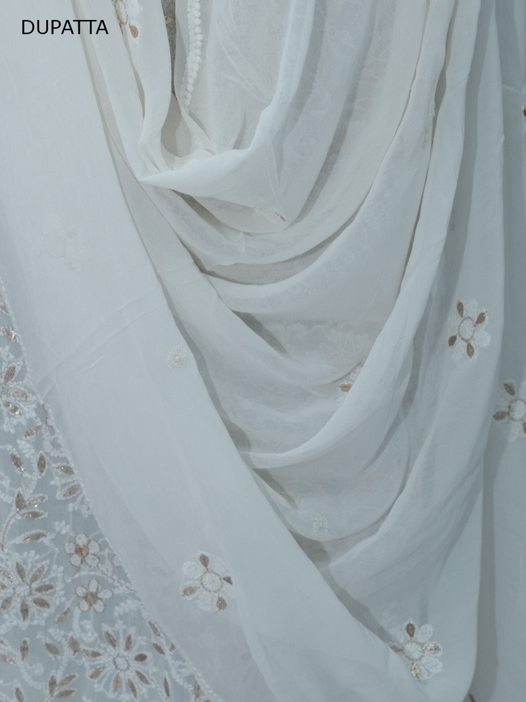 Women Hand Embroidered Chikankari Viscose Georgette Dressmaterial PC4124-WHITE2